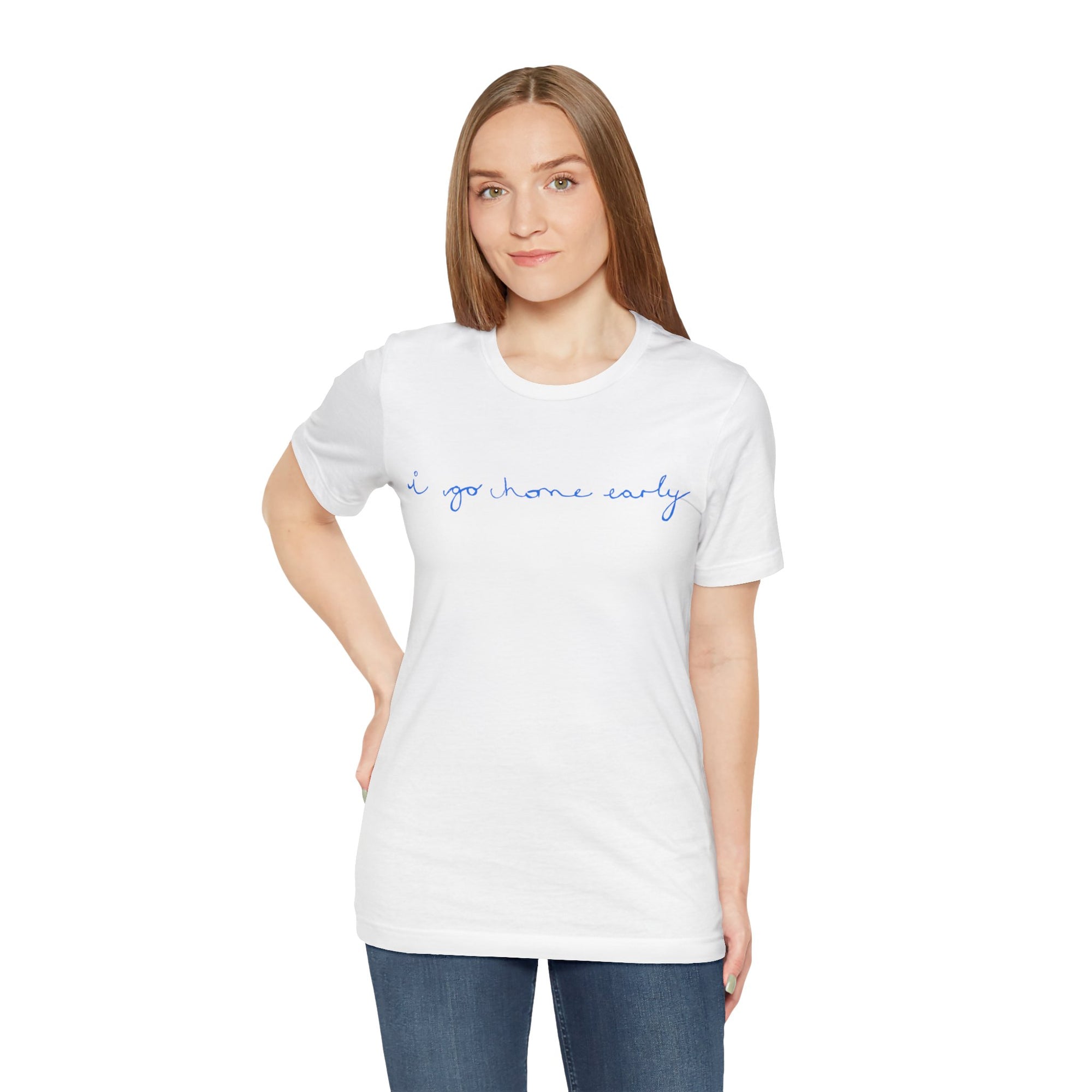 I Go Home Early Jersey T-Shirt White & Blue
