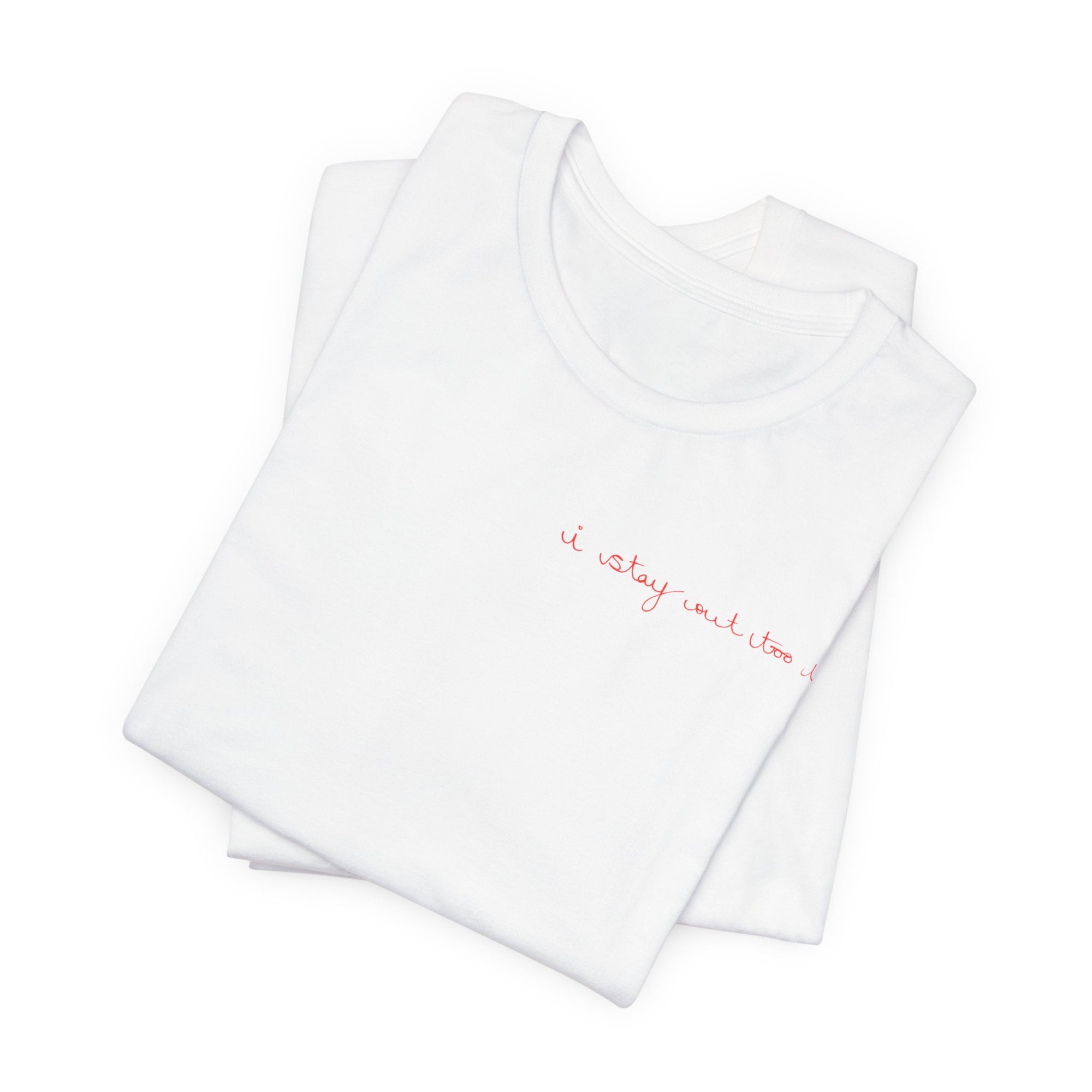 I Stay Out Too Late Jersey T-Shirt White & Red