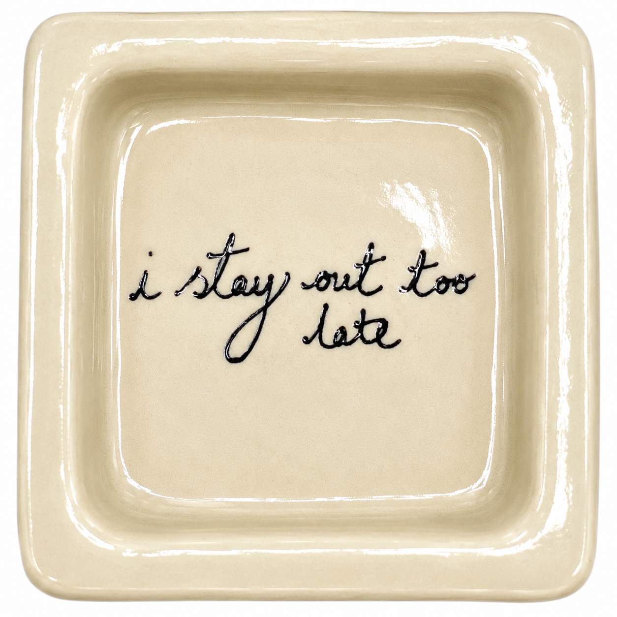 I Stay Out Too Late Trinket Tray Vintage Black