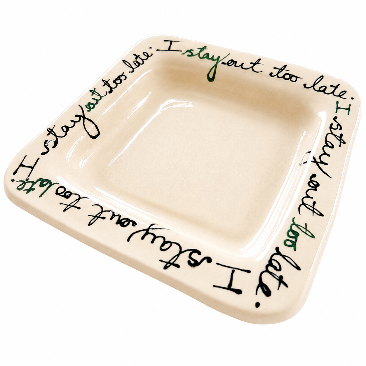 I Stay Out Too Late Trinket Tray Green & Black