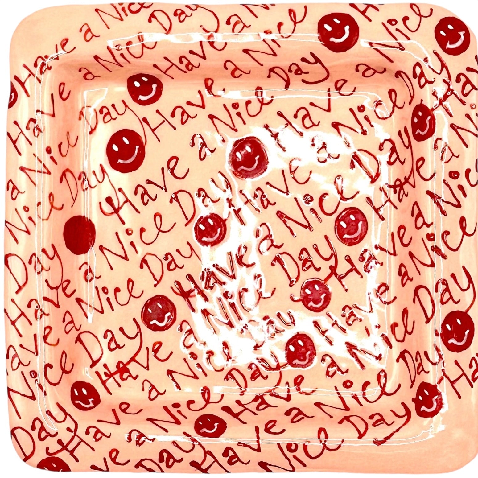 Have a Nice Day Trinket Tray Pink and Red