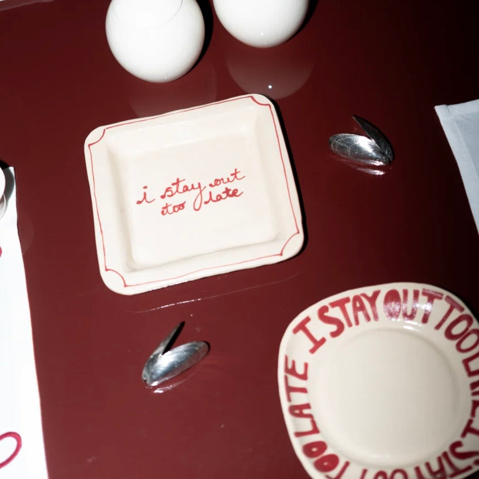 I Stay Out Too Late Trinket Tray Vintage Red