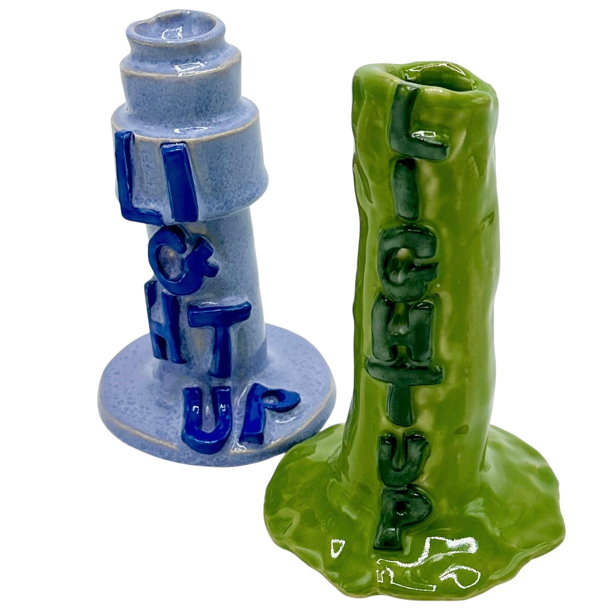 Light Up Candle Holder Green