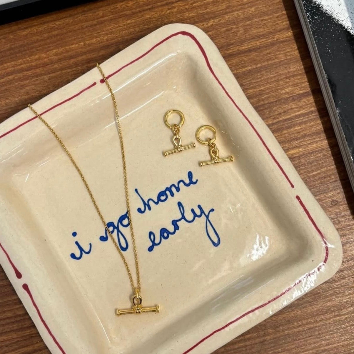 I Go Home Early Trinket Tray Red and Blue
