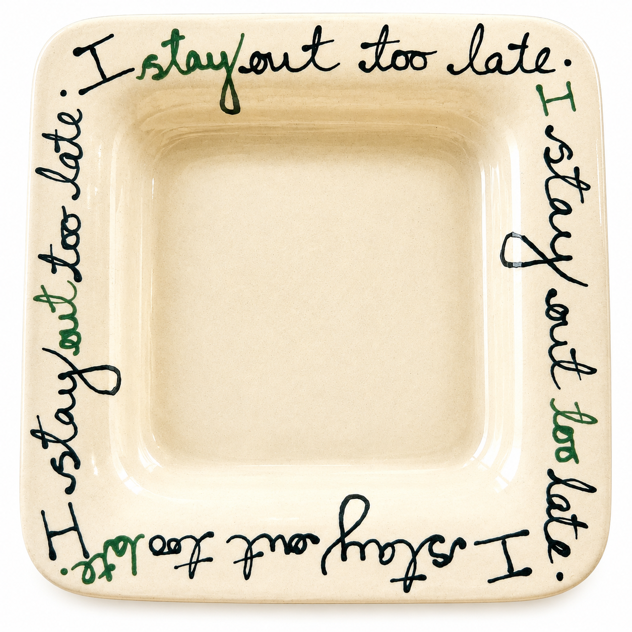 I Stay Out Too Late Trinket Tray Green & Black