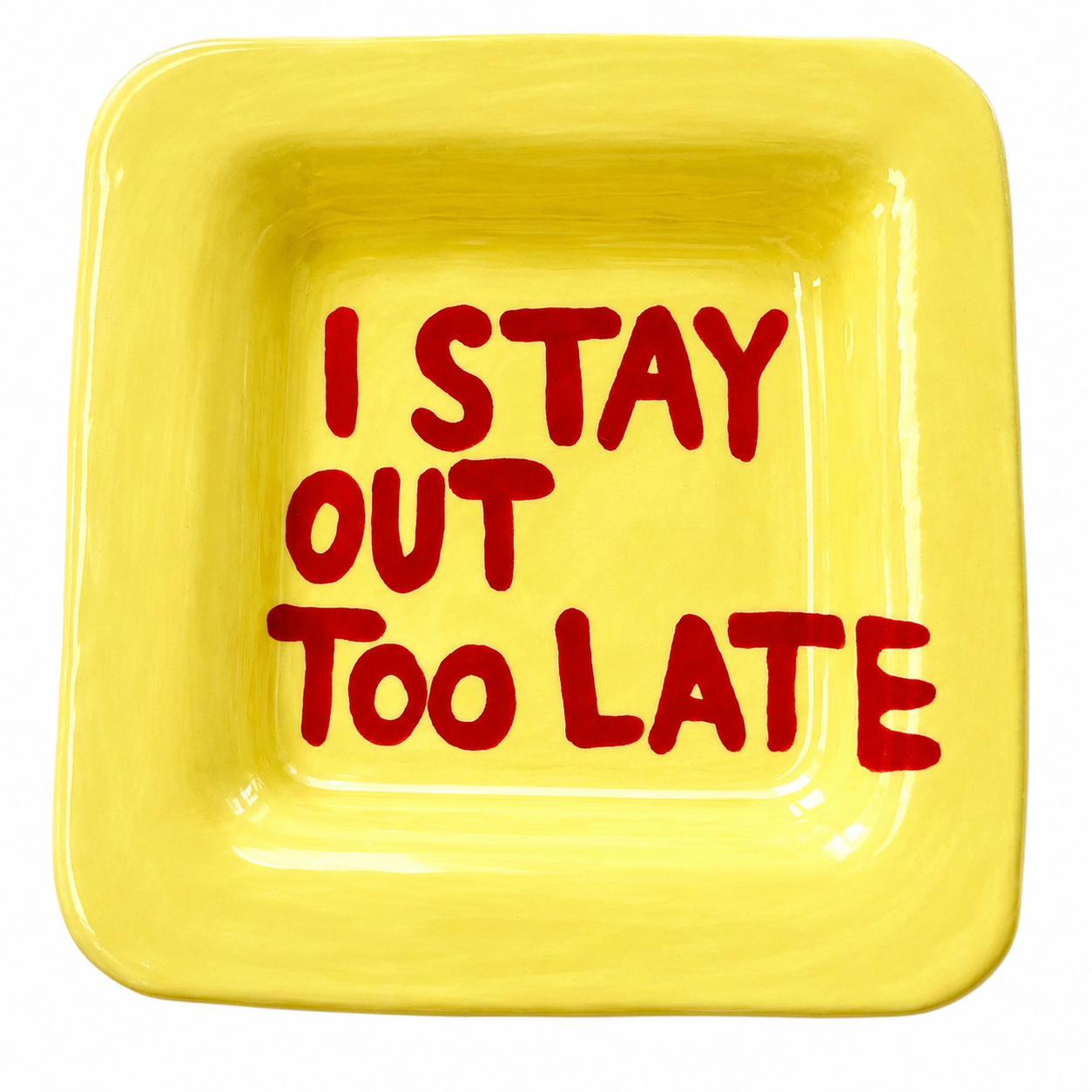 I Stay Out Too Late Trinket Tray Yellow & Red