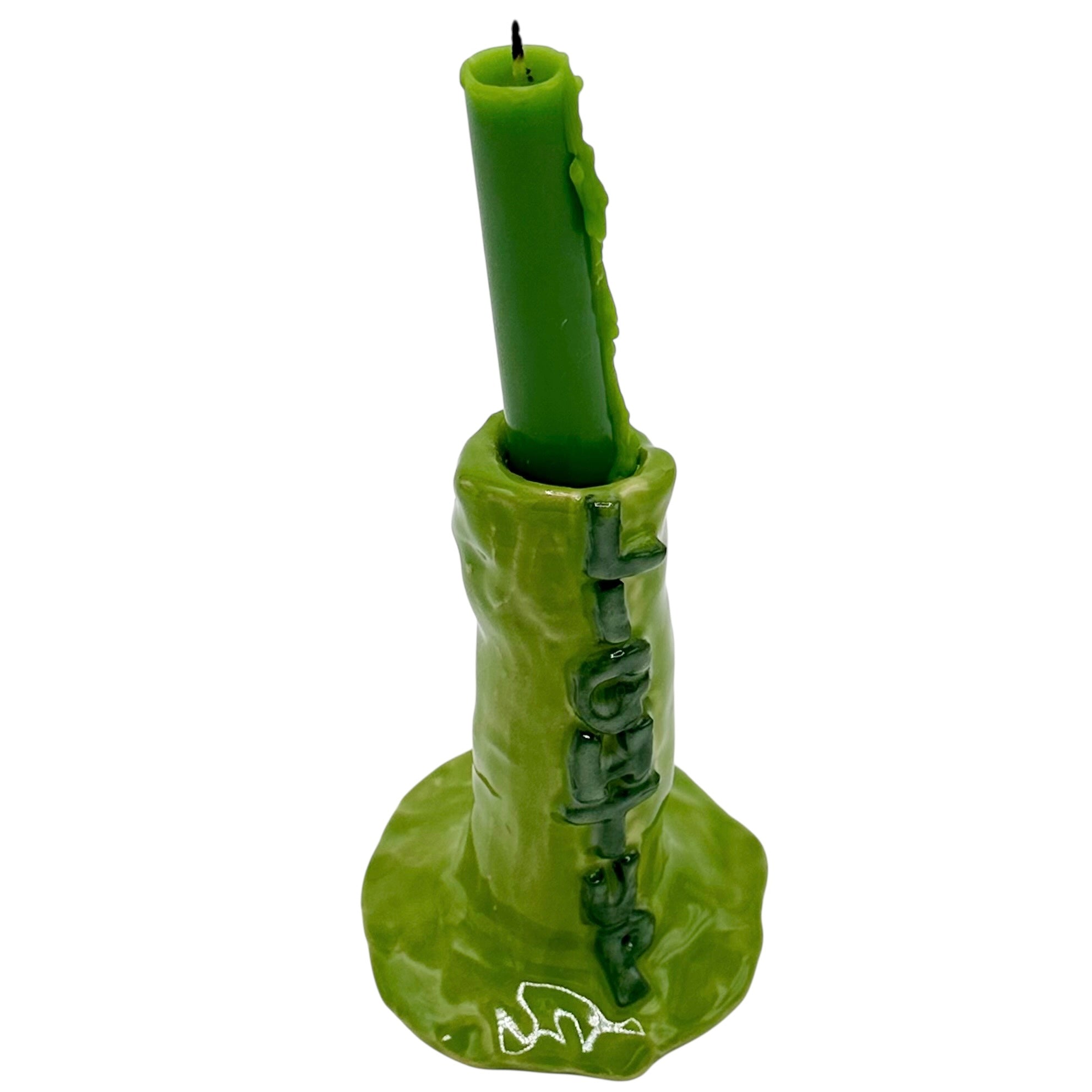 Light Up Candle Holder Green
