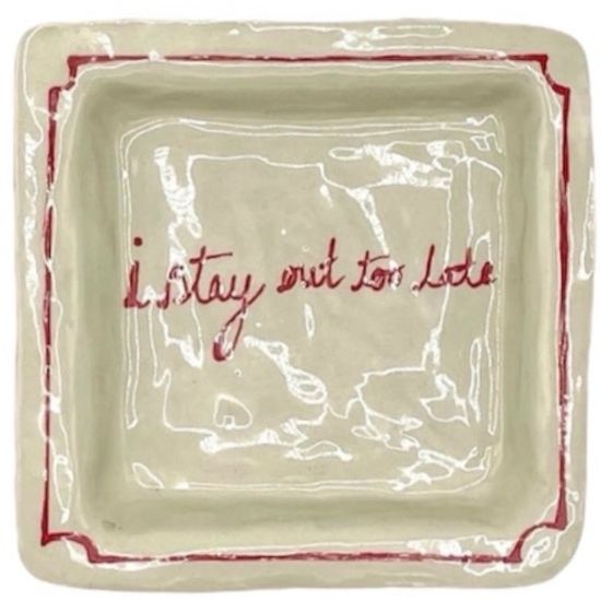 I Stay Out Too Late Trinket Tray Vintage Red