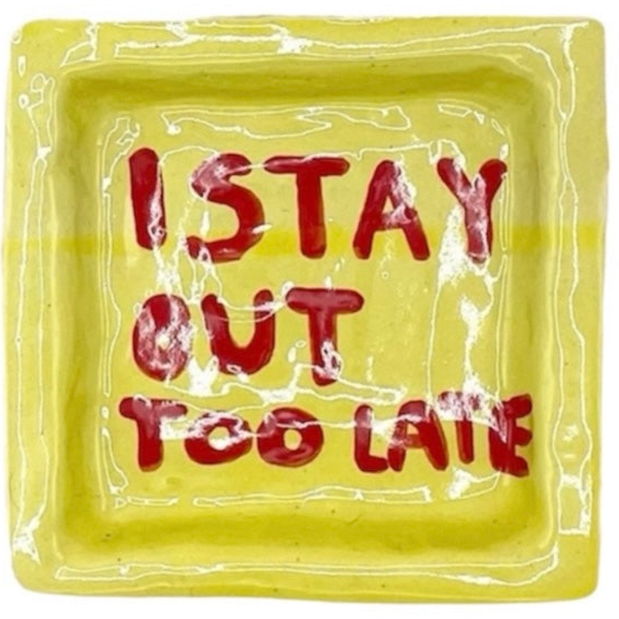 I Stay Out Too Late Trinket Tray Yellow & Red