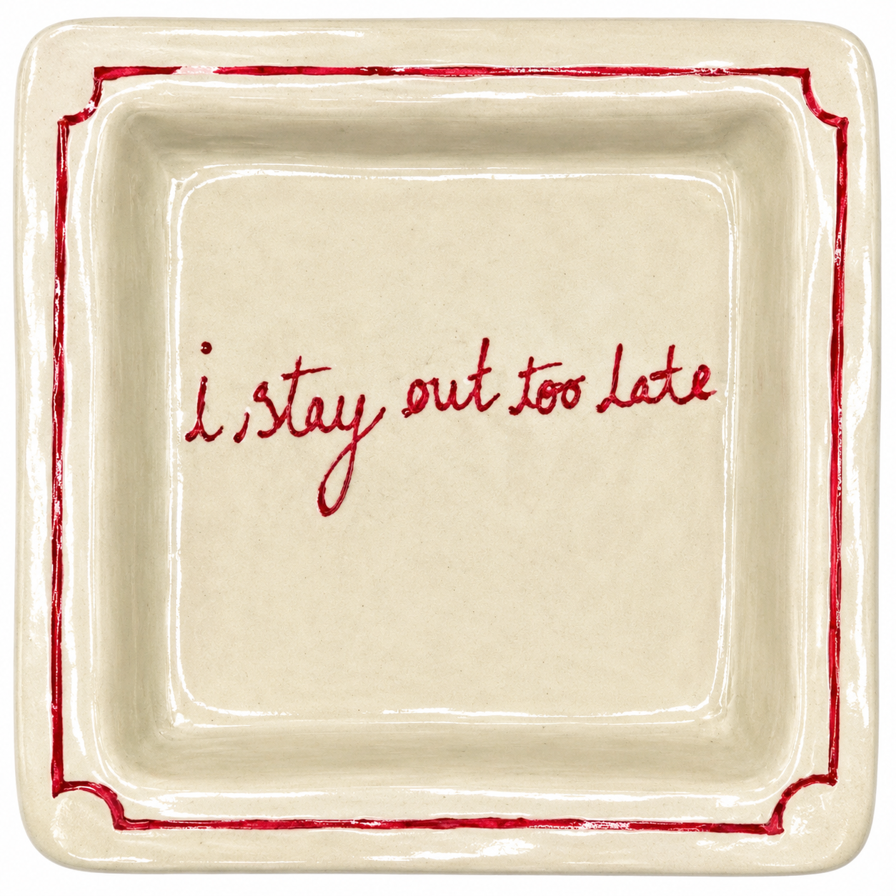 I Stay Out Too Late Trinket Tray Vintage Red