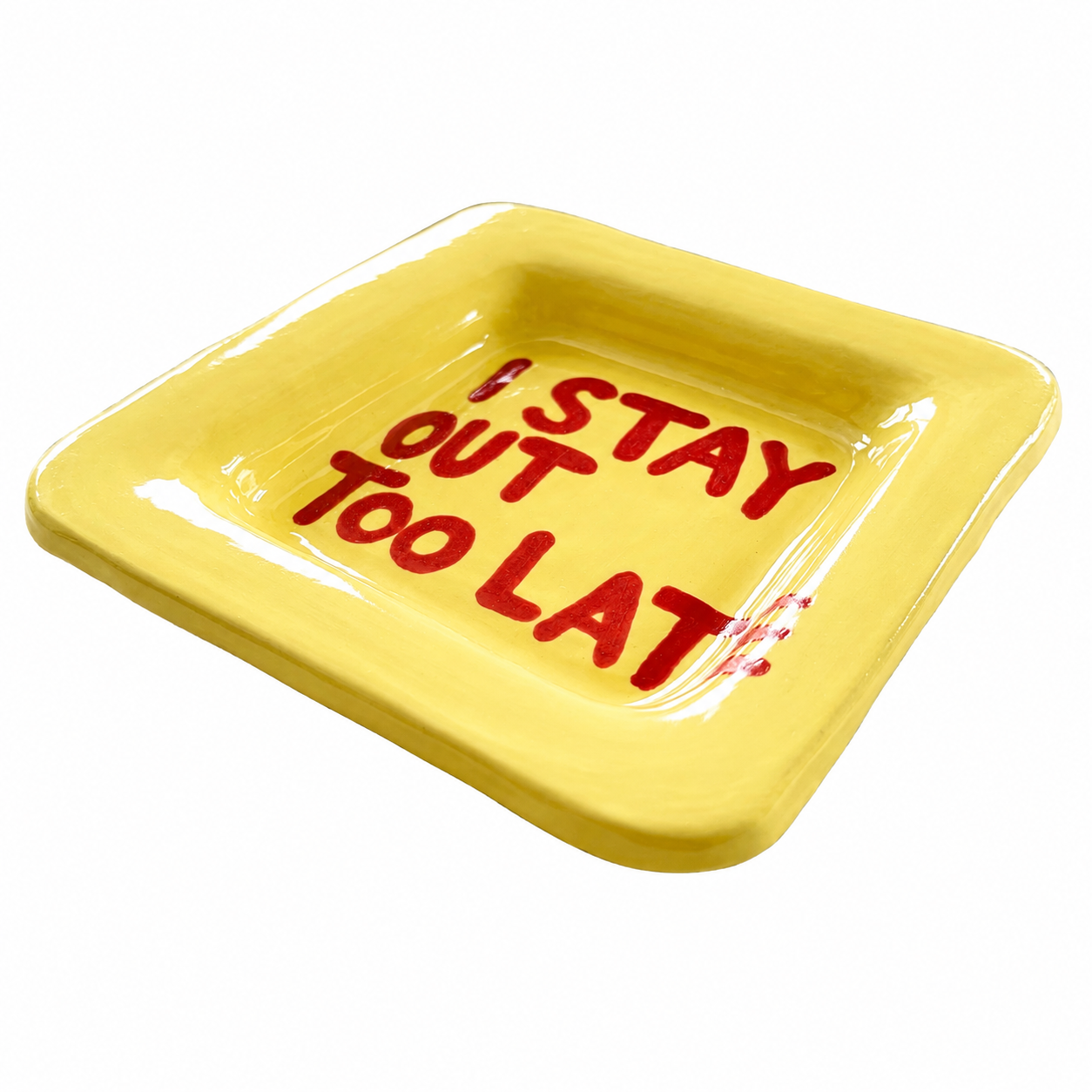 I Stay Out Too Late Trinket Tray Yellow & Red