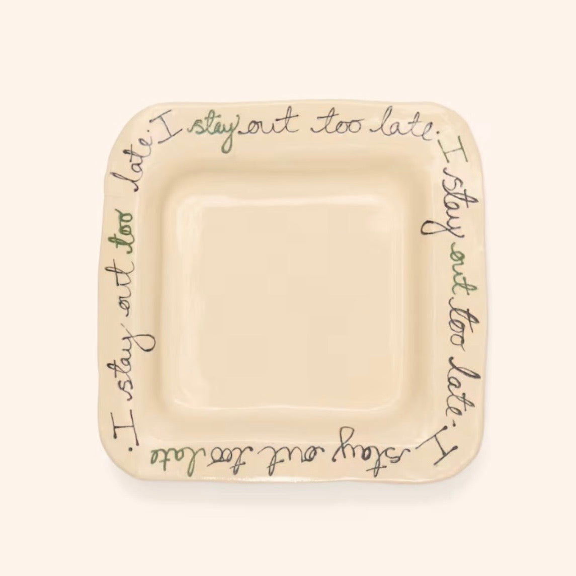 I Stay Out Too Late Trinket Tray Green & Black